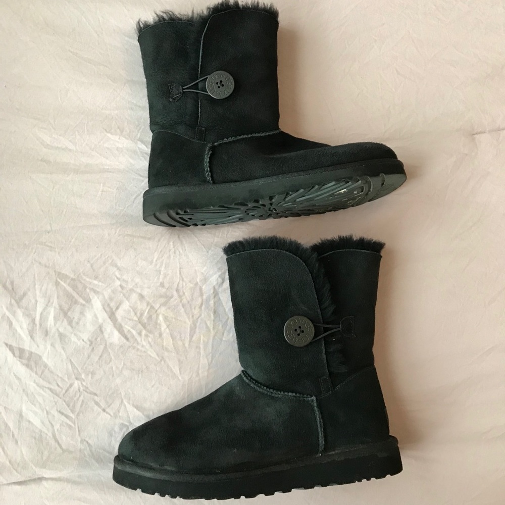 ugg black short booties with button